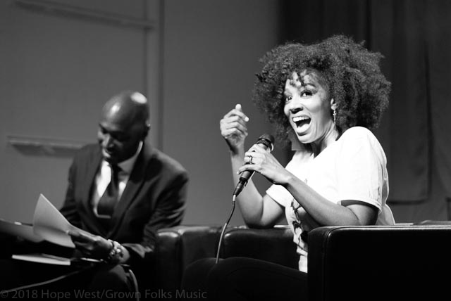 Sy Smith at Soul Village/Moods Music talking with host, JB