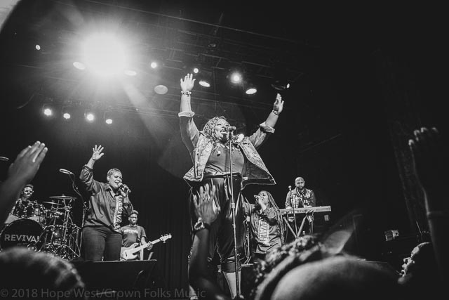 Tasha Cobbs Leonard performing on the Revival Tour in Atlanta