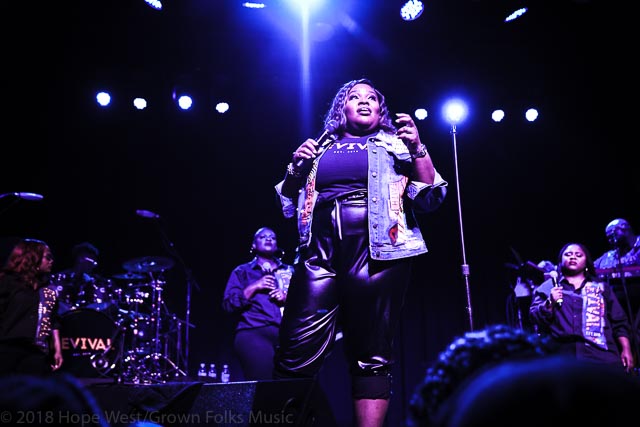 Tasha Cobbs Leonard performing on the Revival Tour in Atlanta