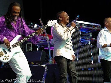 Earth, Wind & Fire performing onstage at Chastain Park